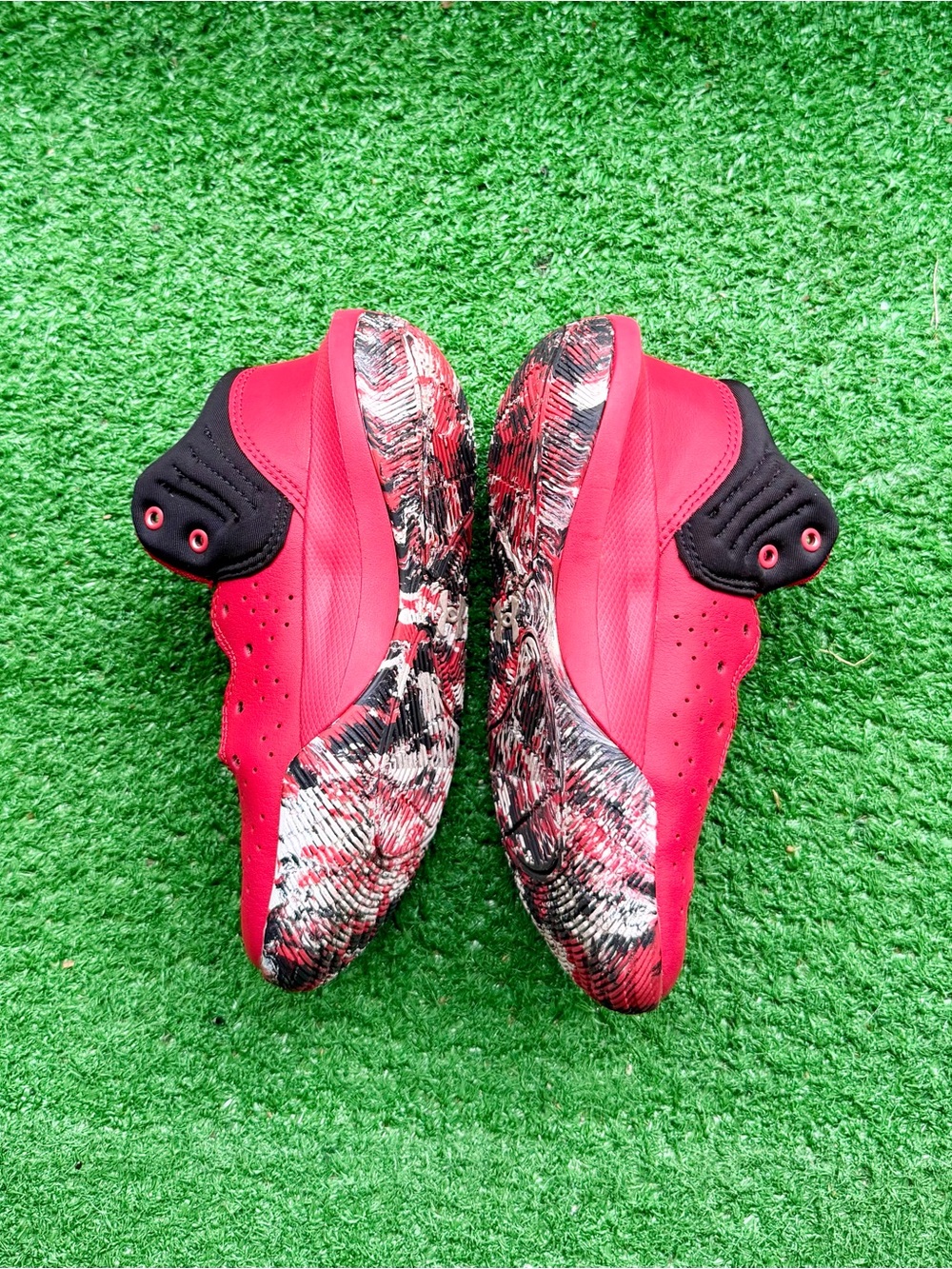 Under Armour Red Black Camo Lockdown Basketball Shoes Kids' US 13